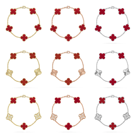 [⭐Seralia] CLOVER 5 MOTIF RED CORNELIAN BRACELET COLLECTION