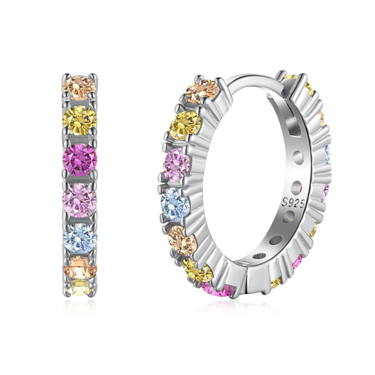 [Lucky Jewelry]Radiant Colorful Round Cut Earrings