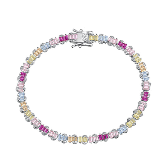 [Lucky Jewelry]Delicate Colorful Emerald Cut Party Bracelet