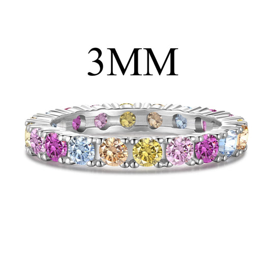 [Lucky Jewelry]Dazzling Lustrous Round Cut Tennis Ring