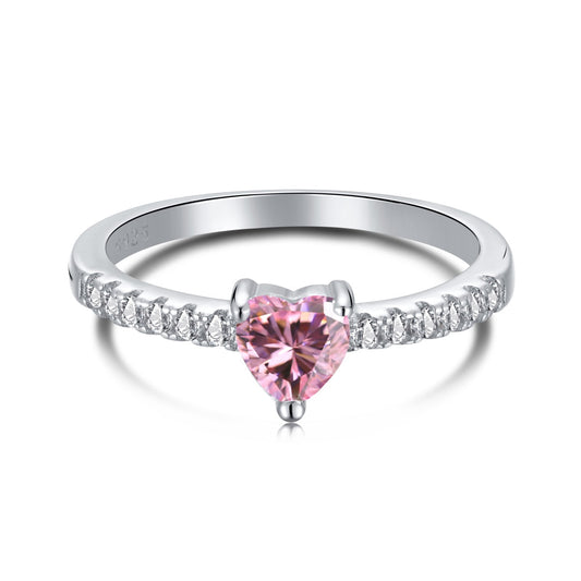 [Lucky Jewelry]0.5 Carat CaratEternity Charming Heart Shape Lover Ring