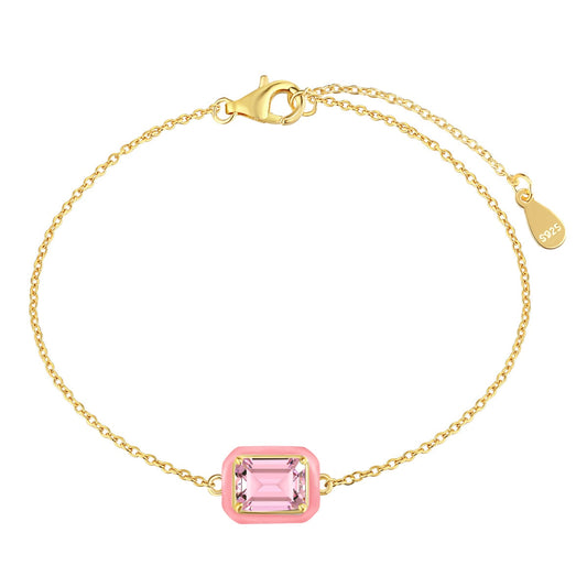 [Lucky Jewelry]2.0 Carat Luckyling Colorful Emerald Cut Daily Bracelet