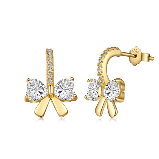 [Lucky Jewelry]Exquisite Earrings With Heart-Shaped Bow Design