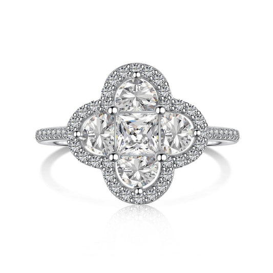 [Lucky Jewelry]Luxurious Eternity Flower Shape Banquet Ring