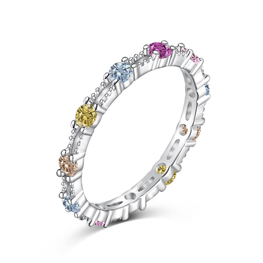 [Lucky Jewelry]Luckyling Colorful Round Cut Tennis Ring