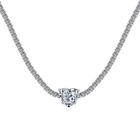 [Lucky Jewelry]2.0 Carat Luckyling Tennis Heart Cut Necklace