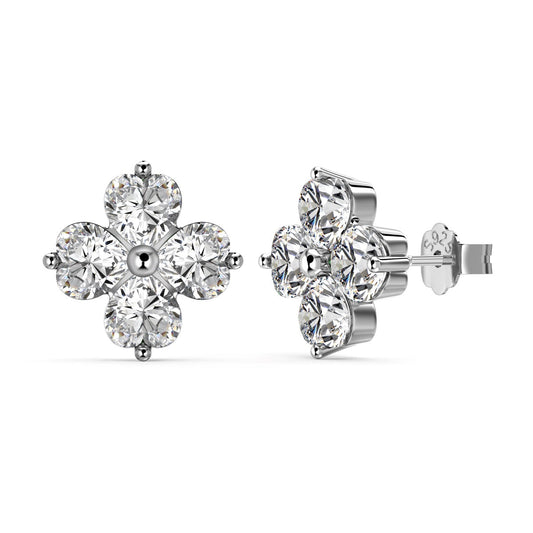 [Lucky Jewelry]Four-Leaf Clover Ball Earrings