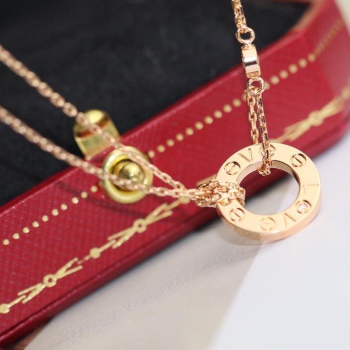 [⭐Seralia]LOVE NECKLACE ADJUSTABLE ROSE GOLD 2 DIAMOND