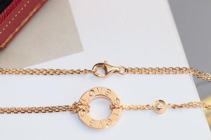 [⭐Seralia]LOVE NECKLACE ADJUSTABLE ROSE GOLD 2 DIAMOND