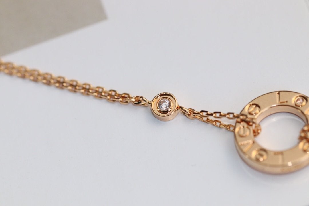 [⭐Seralia]LOVE NECKLACE ADJUSTABLE ROSE GOLD 2 DIAMOND