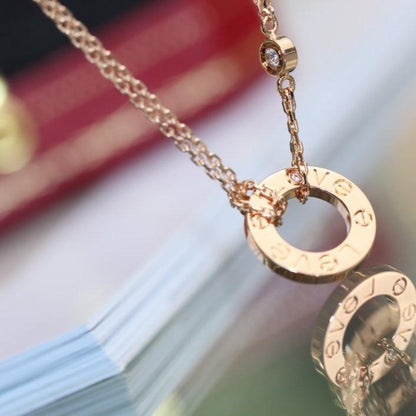 [⭐Seralia]LOVE NECKLACE ADJUSTABLE ROSE GOLD 2 DIAMOND