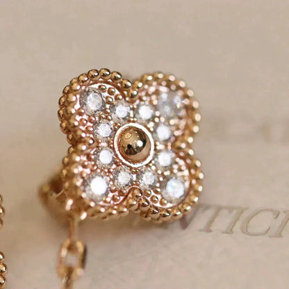 [⭐Seralia]CLOVER MEDIUM 1 MOTIFS FUll DIAMOND EARRINGS