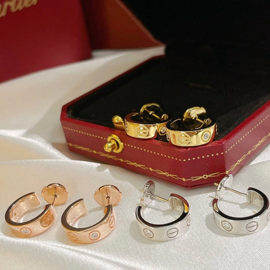 [⭐Seralia]LOVE EARRINGS 5.7MM 2 DIAMONDS