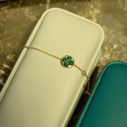 [⭐Seralia]SUN MALACHITE 1 DIAMOND PINK GOLD BRACELET
