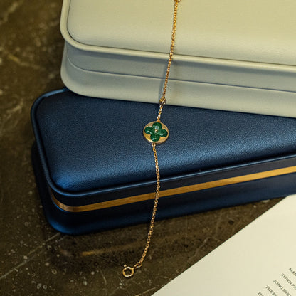 [⭐Seralia]SUN MALACHITE 1 DIAMOND PINK GOLD BRACELET