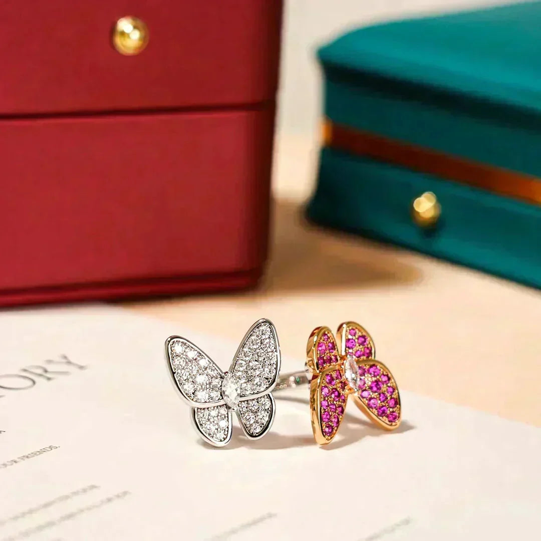 [⭐Seralia]TWIN BUTTERFLY DIAMOND RING
