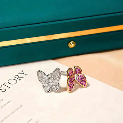 [⭐Seralia]TWIN BUTTERFLY DIAMOND RING