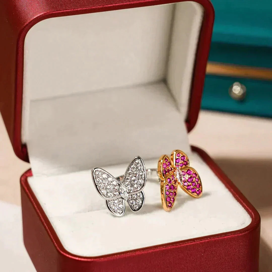 [⭐Seralia]TWIN BUTTERFLY DIAMOND RING