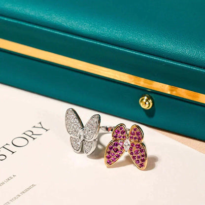 [⭐Seralia]TWIN BUTTERFLY DIAMOND RING
