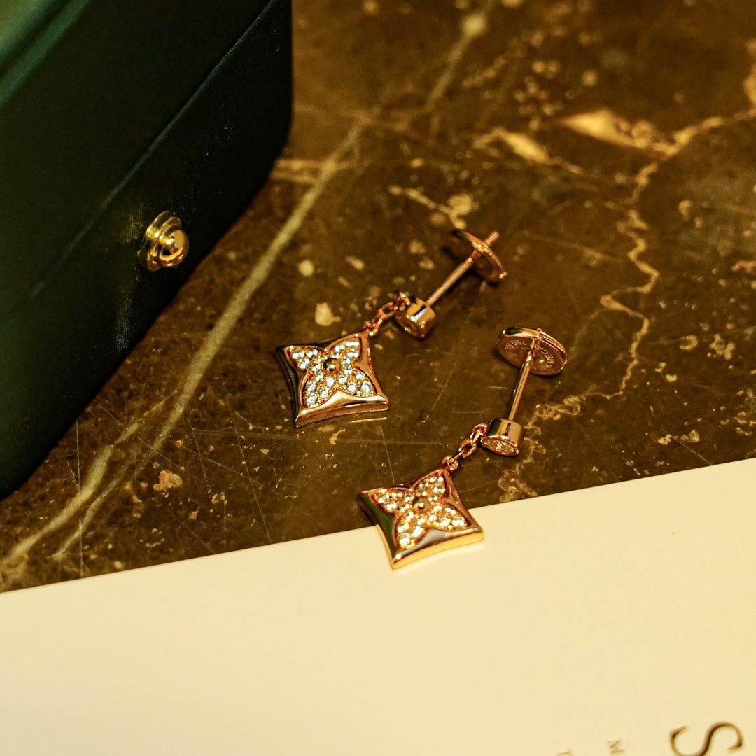 [⭐Seralia]STAR DIAMONDS EARRINGS GOLD