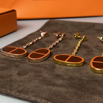 [⭐Seralia]CHAINE VERSO BLACK CERAMIC EARRINGS