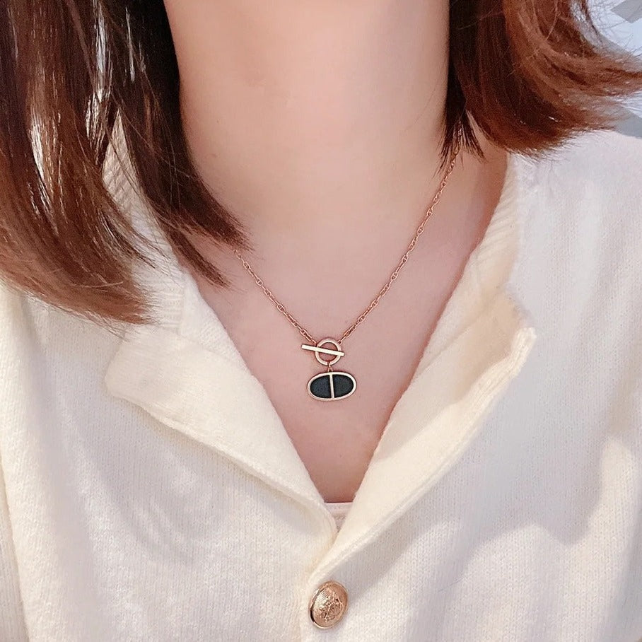 [⭐Seralia]CHAINE VERSO BLACK CERAMIC NECKLACE