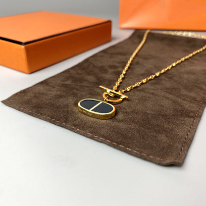 [⭐Seralia]CHAINE VERSO BLACK CERAMIC NECKLACE