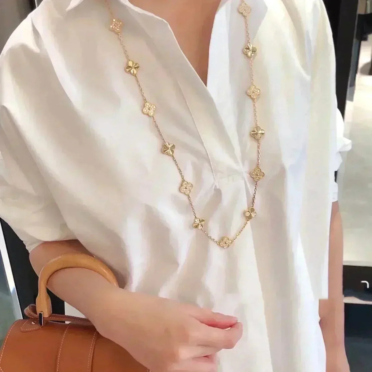 [⭐Seralia]CLOVER 20 MOTIFS LASER DIAMOND NECKLACE