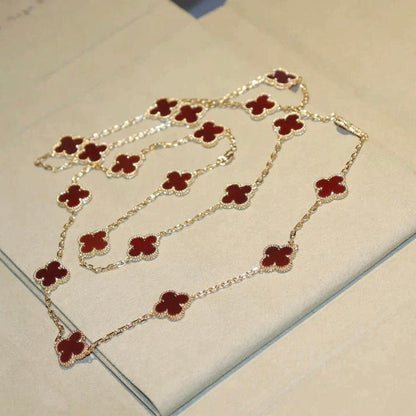 [⭐Seralia]CLOVER 20 MOTIFS CARNELIAN NECKLACE