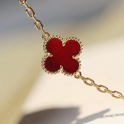 [⭐Seralia]CLOVER 20 MOTIFS CARNELIAN NECKLACE
