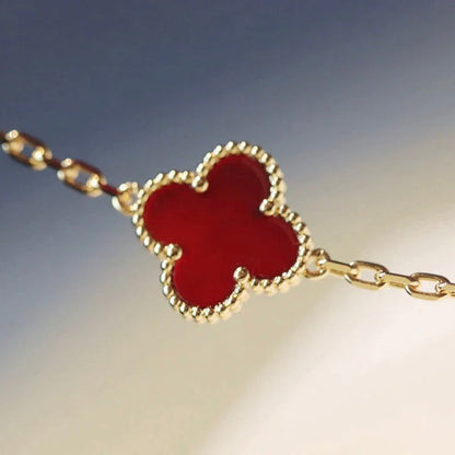 [⭐Seralia]CLOVER 20 MOTIFS CARNELIAN NECKLACE