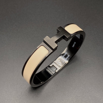 [⭐Seralia]H BRACELET 12MM BLACK BEIGE CERAMIC