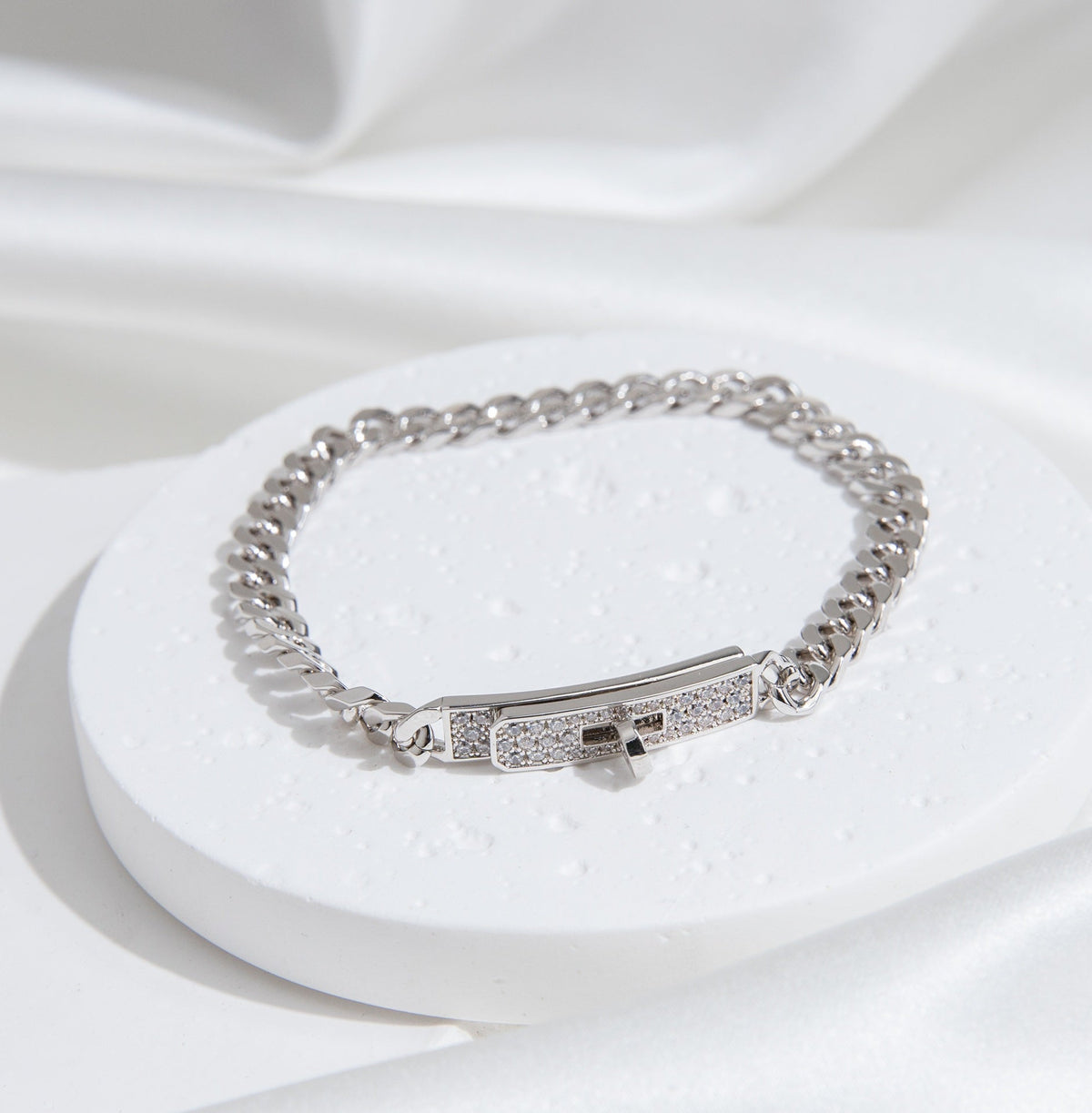 [⭐Seralia]KELLY CHAIN SILVER DIAMOND BRACELET