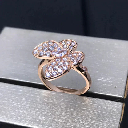 [⭐Seralia]BUTTERFLY PINK GOLD DIAMOND RING