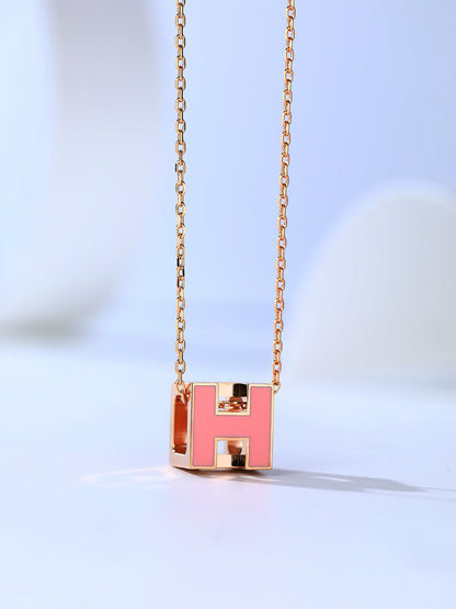 [⭐Seralia]H CAGE PINK GOLD NECKLACE