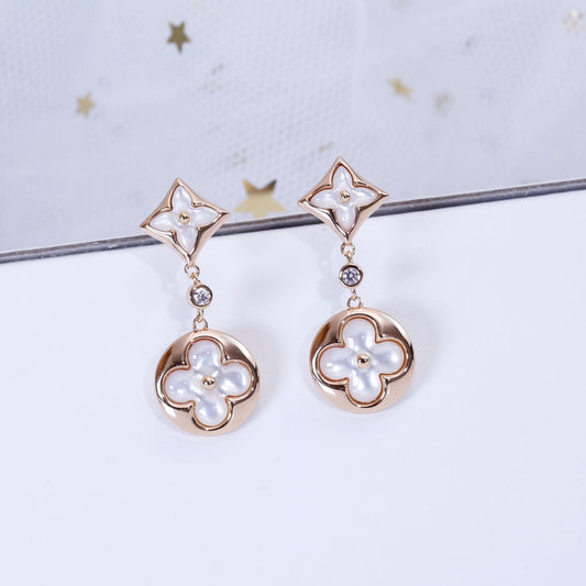 [⭐Seralia]STAR AND SUN PINK GOLD MOP DROP EARRINGS