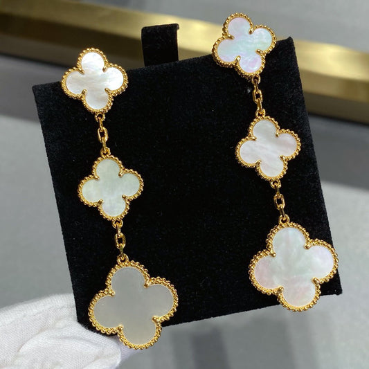 [⭐Seralia]CLOVER MOP 3 MOTIFS GOLD EARRINGS