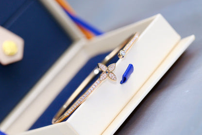 [⭐Seralia]IDYLLE PINK GOLD OPEN BRACELET DIAMOND PAVED