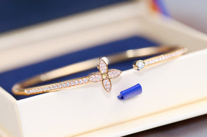 [⭐Seralia]IDYLLE PINK GOLD OPEN BRACELET DIAMOND PAVED
