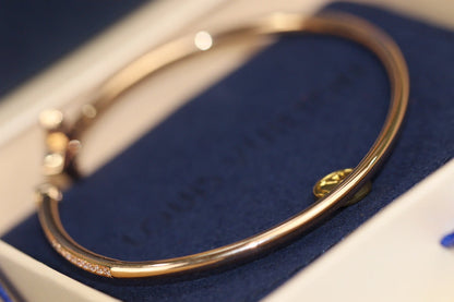 [⭐Seralia]IDYLLE PINK GOLD OPEN BRACELET DIAMOND PAVED