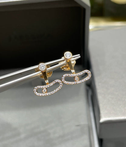 [⭐Seralia]MOVE UNO PINK GOLD DIAMOND EARRINGS