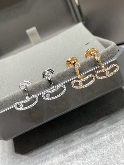 [⭐Seralia]MOVE UNO PINK GOLD DIAMOND EARRINGS