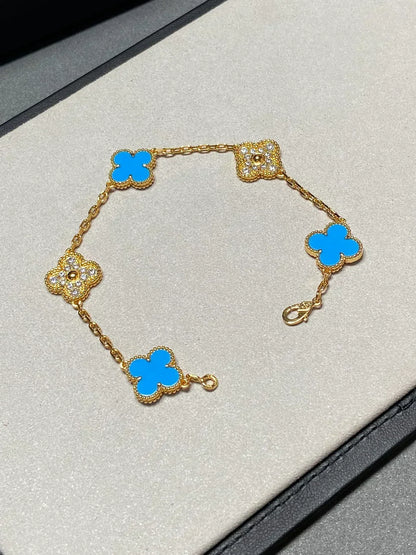 [⭐Seralia] CLOVER 5 MOTIF BLUE AGATE BRACELET COLLECTION