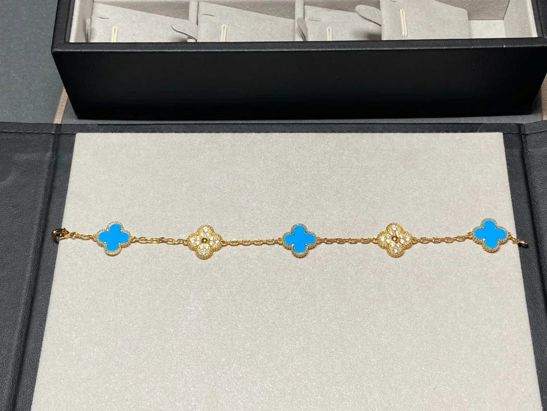[⭐Seralia] CLOVER 5 MOTIF BLUE AGATE BRACELET COLLECTION