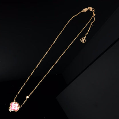 [⭐Seralia]COLOR BLOSSOM PINK MOP SUN GOLD NECKLACE