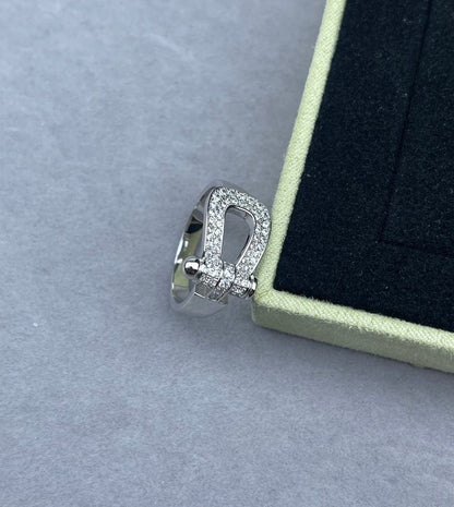 [⭐Seralia]Wide Hoof-Shaped Diamond-Studded Ring