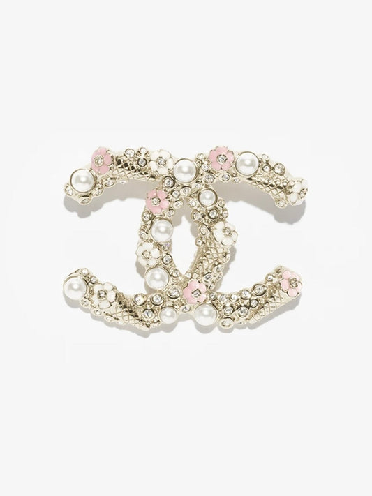 [⭐Seralia]26C Pink-White Enamel Ice Cream Cone Double C Brooch