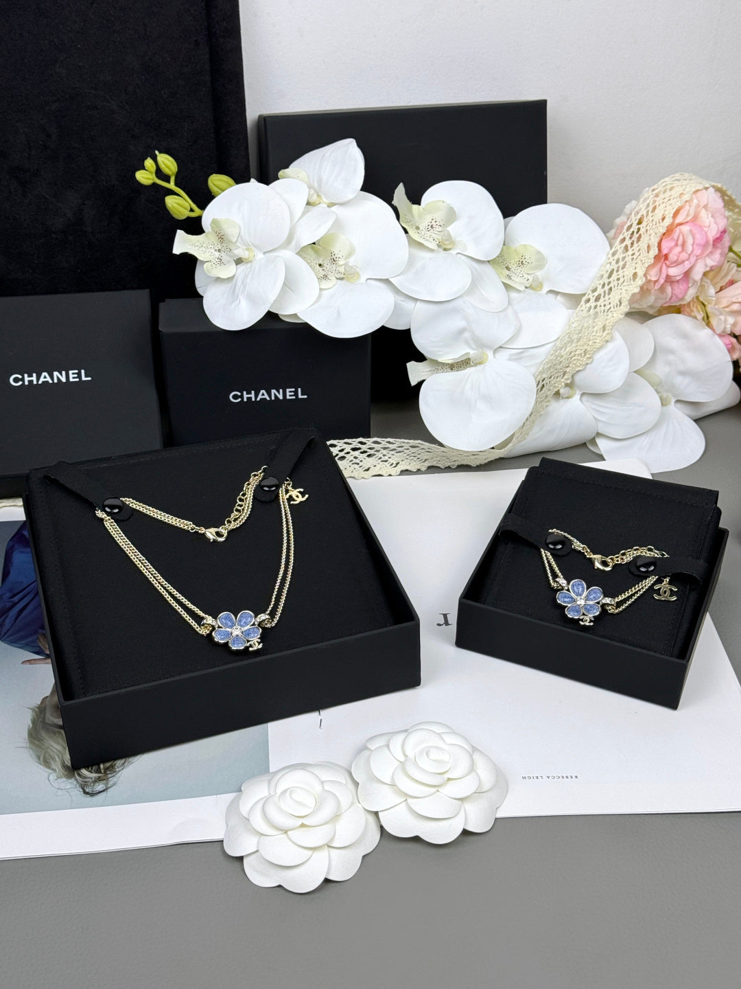 [⭐Seralia]New Blue Floral Double-Layer Necklace