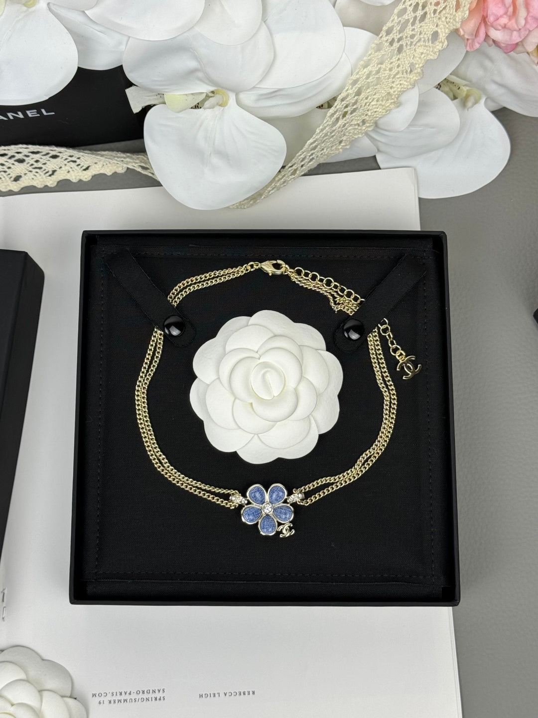 [⭐Seralia]New Blue Floral Double-Layer Necklace