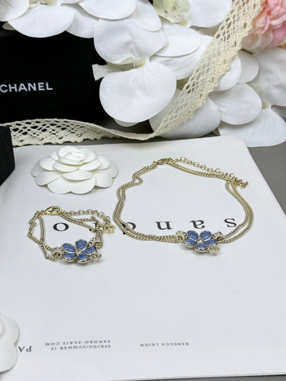 [⭐Seralia]New Blue Floral Double-Layer Necklace